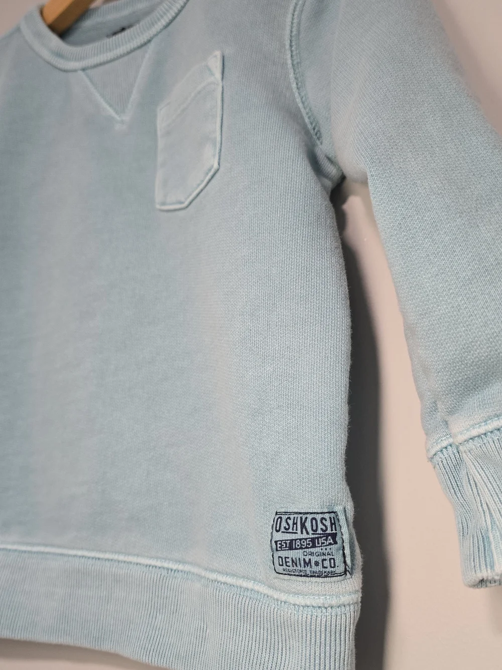 OshKosh Baby Blue Crewneck Sweatshirt with Chest Pocket